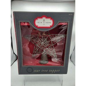 Trim A Home Christmas Holiday Metal Silver Glitter Star Tree Topper